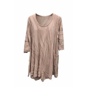 Windhorse Taupe Crinkle Knit Asymmetrical Dress – Women’s L/XL